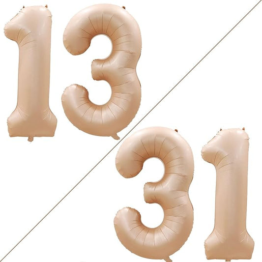 GOER Number 13 Balloons for 13th Birthday Sweet 13 Party Decorations,42 Inch Jumbo Foil Helium 31 Balloons for 31st Birthday Party Decoration (Caramel)