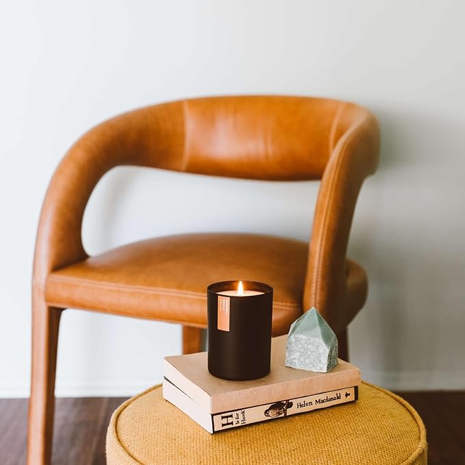 Calyan Wax Co. Palo Santo & Cypress Scented Candle - 75 Hour Burn - Luxury Non Toxic Soy Wax Candles - Long Lasting Black Tumbler Jar Candle for Home - 10.2oz