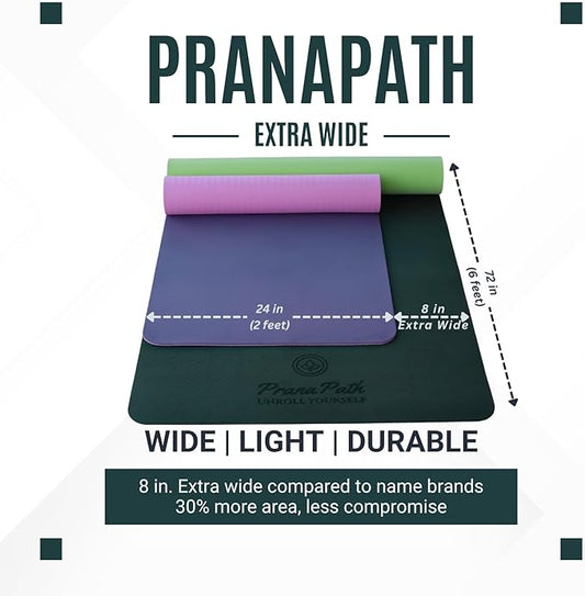 Extra Wide Yoga Mat (72”x32”x6mm) - TPE, Dual-Color, Non-Slip, w/Mesh Carry Bag & Strap