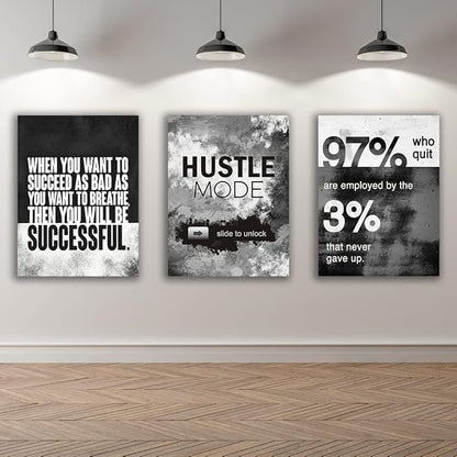 Motivational Painting Wall Art 3 Pieces Canvas Print Success Wall Art for Home Office Living Room Leader Canvas Quotes Inspirational Positive Poster Framed Motivation Artwork [36''Wx 16''H]
