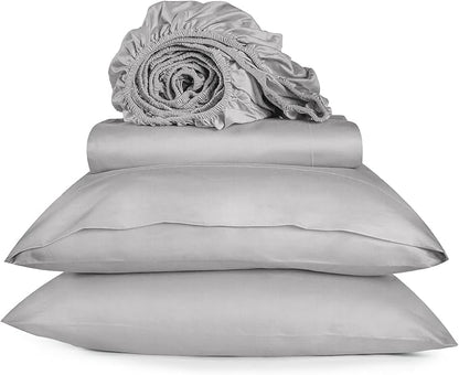 URBANHUT 800 Thread Count Egyptian Cotton Sheets - California King Size, 4 Pc Bed Sheet Set, Luxury Hotel Sateen Sheets Fits 16" Deep Pocket - Silver Grey