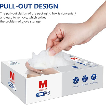 squish Disposable Gloves, 4 mil Clear Vinyl Gloves Latex Free Powder-Free Health Glove Cleaning Rubber Glove for Kitchen Cooking Cleaning Food Handling, 200PCS/Box, Medium