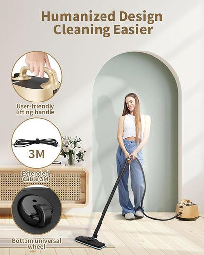 Steam Cleaner for home, 293°F 58 PSI Powerful Multipurpose Steam Mop for Home Use, 50Oz Capacity, Heavy Duty Steamer for Carpets, Handheld Steamers, Floors, Cars, Tiles, Crack Cleaning, Titanium