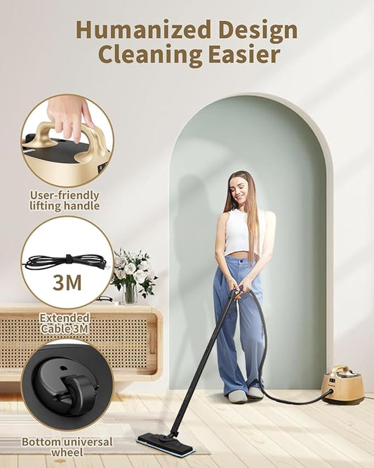 Handheld Steam Cleaner, 293°F 58 PSI Powerful Multipurpose Steam Mop for Home Use, 50Oz Capacity, Heavy Duty Steamer for home, Handheld Steamers, Floors, Cars, Tiles, Crack Cleaning, Titanium