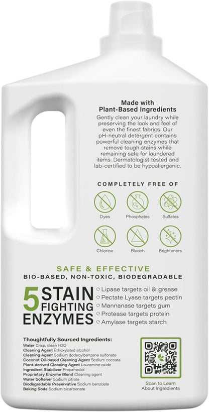 Heritage Park Luxury Laundry Detergent | Dermatologist Tested Plant based Natural & Enzyme Laundry Detergent | Sensitive Skin Friendly - Fragrance Free (64 fl oz)