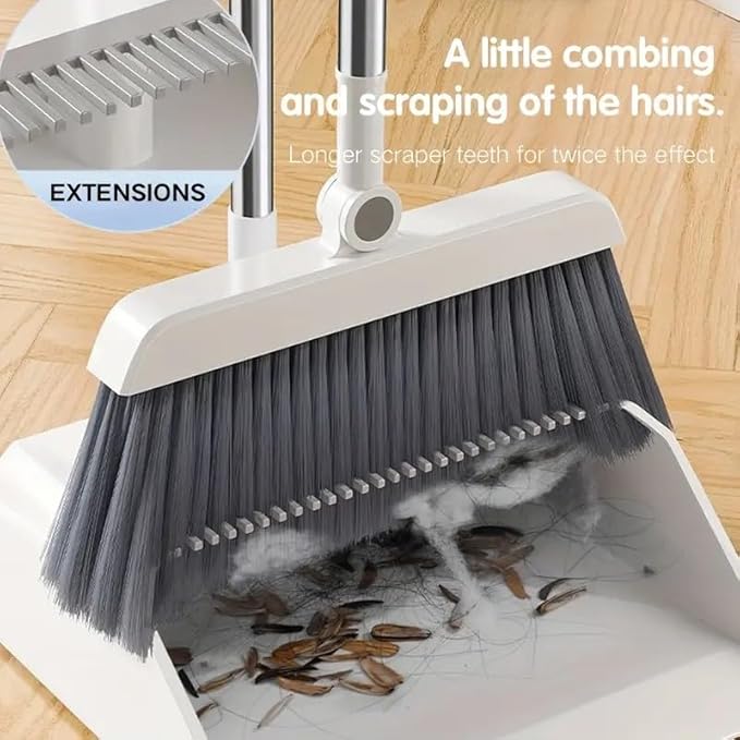 2 in 1Broom and Dustpan Set with Garbage Bags, Broom Dust pan with Long Handle, for Home, Broom with Dustpan Combo Set, for Home Office School Dorm, Cleaning Supplies, Household Cleaning Gadgets-1pc