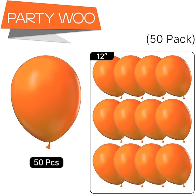 PartyWoo Tangerine Orange Balloons, 50 pcs 12 Inch Dark Orange Balloons, Deep Orange Balloons for Balloon Garland Balloon Arch, Party Decorations, Birthday Decorations, Wedding Decorations, Orange-Y9