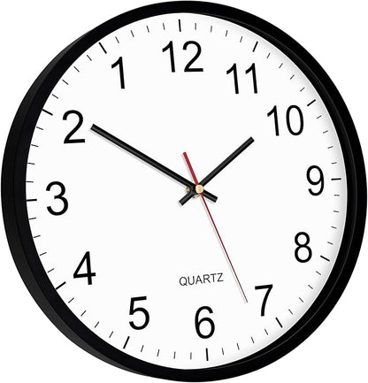 Foxtop Black Backwards Wall Clock, Runs Counterclockwise, 12 Inch Silent Non Ticking Battery Operated Round Analog Wall Clock for Office Living Room Bedroom Home Classroom