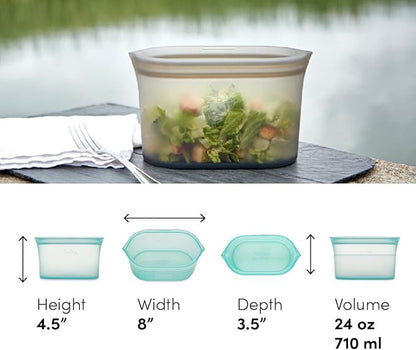 Zip Top Reusable Food Storage Bags | Medium Dish [Lavender] | Silicone Meal Prep Container | Microwave, Dishwasher and Freezer Safe | Made in the USA
