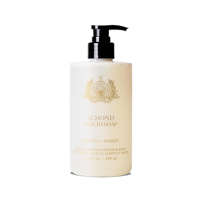 Caswell-Massey Almond Liquid Hand Soap & Moisturizing Body Wash with Pump, Hydrating Plant-Based Skin Cleanser for Men & Women, Paraben and Phthalate Free, 15.2 fl oz