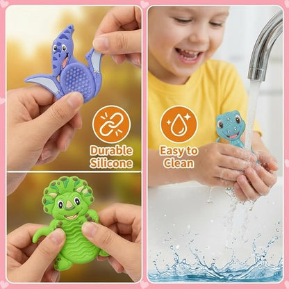 24Pack Valentine's Day Gifts for Kids School Classroom, Valentines Day Cards for Kids School Classroom, Valentine's Day Dinosaur Sensory Stone for Autistic Kid, Valentine Party Favors for Boy Girls