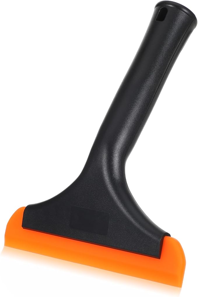 Small Silicone Squeegee, 5.9 Inch Window & Shower Glass Door Cleaner, Auto Water Blade with Non-Slip Handle for Car Windshield, Mirror & Countertop (Black)