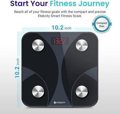 Etekcity Scale for Body Weight and Fat Percentage, FSA&HSA Eligible, Smart Digital LED Bathroom BMI Measurement, Accurate Bluetooth Weighing Machine, Body Composition Analyzer, Ash-black, 400lb