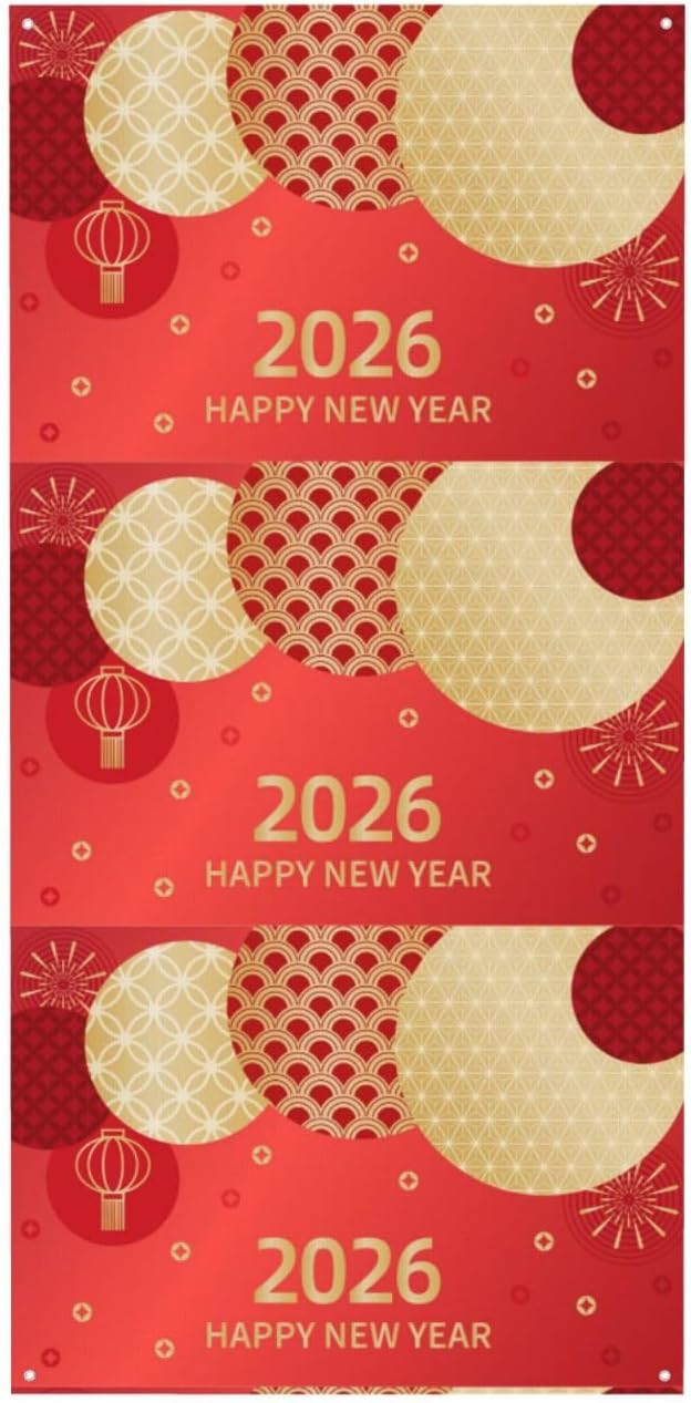 Year Of The Horse Happy Chinese New Year 2026 Door Cover Decorations Banner Flag Welcome Hanging Backdrop Sign Party Background Decor Holiday Supplies 35 * 72 Inches