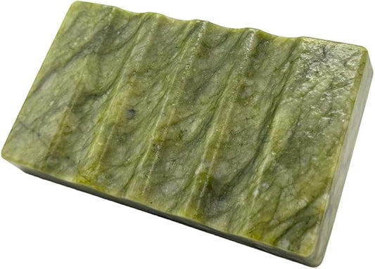Real Marble Christmas Soap Dish for Shower - Stone Tray, Small Bar Soap Holder with Drainage | Non-Slip, Luxury Bath Room Accessories (Earth Green)