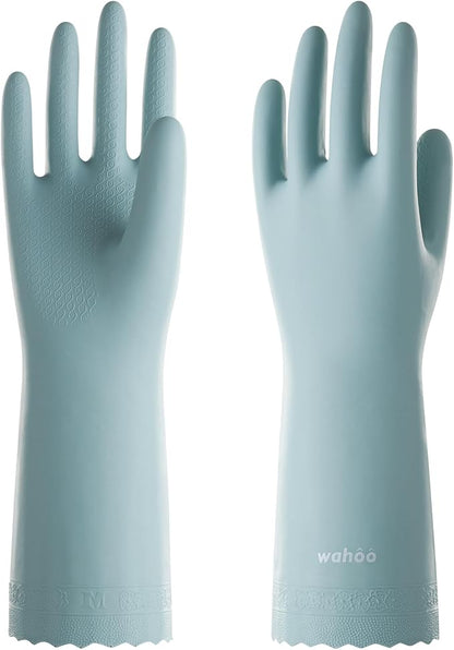 LANON wahoo Skin-Friendly Cleaning Gloves, Unlined Dishwashing Rubber Gloves, Kitchen, Non-Slip, Surf Spray, Small