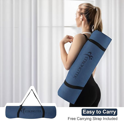 StrongTek Eco-Friendly Cork Yoga Mat, 7mm Thick, 72"x24", Cork+TPE, 2 lbs, Non-Slip, Lightweight & Cushioned Mat for Hot Yoga, Pilates & Home Fitness, Durable Surface with Natural Grip and Carry Strap