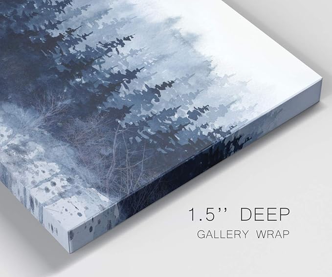 Wexford Home Home Decor Landscape Canvas Wall Art Abstract Floral Painting Modern Pictures Artwork Decoration for Living Room Kitchen Bathroom Office, Ready to Hang, indigo forest, 24x36