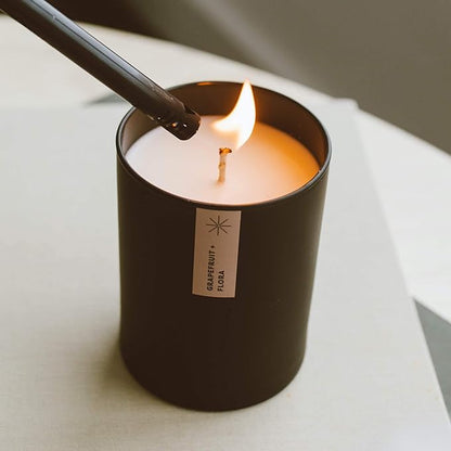 Calyan Wax Co. Grapefruit & Flora Scented Candle - 75 Hour Burn - Luxury Non Toxic Soy Wax Candles - Long Lasting Black Tumbler Jar Candle for Home - 10.2oz
