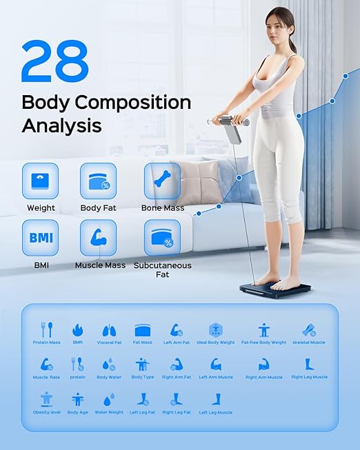 8-Sensor Smart Scale, Body Composition Pod Scale with Handheld Display, Measures Body Fat, Muscle Mass & BMI, FSA&HSA Eligible