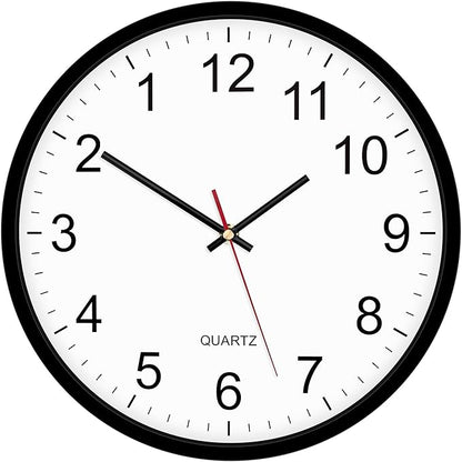 Foxtop Black Backwards Wall Clock, Runs Counterclockwise, 12 Inch Silent Non Ticking Battery Operated Round Analog Wall Clock for Office Living Room Bedroom Home Classroom