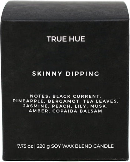 True Hue | Luxury Highly Scented Candle | Premium Soy Wax Blend | 7.75 oz | 40-50 Hour Burn Time | Cotton Wick | Natural Candles | Glass (Skinny Dipping)