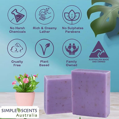 Lavender with Flowers Scented Natural Soap Bars (5 Bars), 3.5oz Moisturizing French Triple Milled Soap Bars Enriched with Shea Butter - Pure Plant Oil Bath & Body