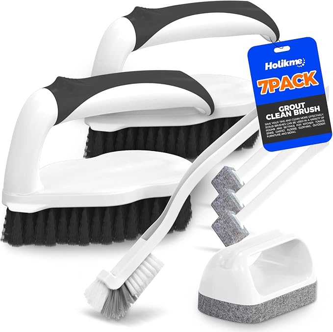 Holikme Deep Cleaning Brush Set, Scrub Pads with Scraper Tip for Pool Walls, Bathroom, Grout, Floor, Tub, Shower and Kitchen Surface, Abrasive Wheel Brushes (Negro)