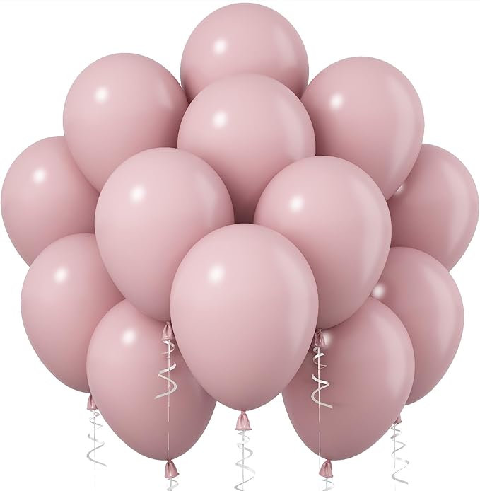 Pink Balloons, 12 Inch 30 Pcs Boho Blush Pink Party Balloon Dusty Rose Nude Pink Balloons Retro Vintage Pink Latex Helium Balloons for Girls Baby Shower Anniversary Wedding Birthday Party Decor