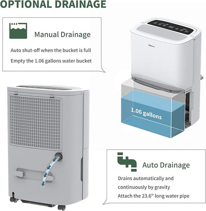 120 Pints Energy Star Dehumidifier with Drain Hose and WIFI for Large Spaces up to 6,000 Sq.Ft, Auto Defrost & Continuous Drainage - Ideal for Home Basements, Bathroom, and Bedroom