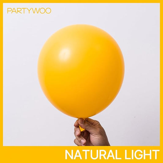 PartyWoo Mustard Yellow Balloons 50pcs 12 Inch Yellow Fall Balloons for Birthday Graduation Gender Reveal Engagement Baby Shower Bee Summer Sunflower Little Cutie Lemon Party Decorations Yellow-Y10