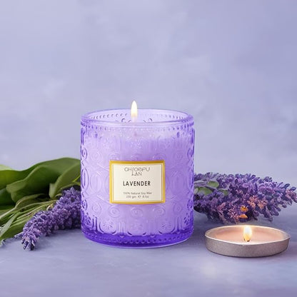 Chloefu LAN Lavender Candle, Candles for Women, Purple Candles, Scented Candle Gift, Nature Soy Wax, Home Decor, Mother Gifts, 55 Hours Long Burning, 8.1 oz