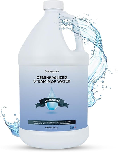 Steam & Go Demineralized Water Cleaning Solution for Floor & Multi-Surface Steam Cleaners - Compatible for All Steam Mops - Unscented, 128 oz