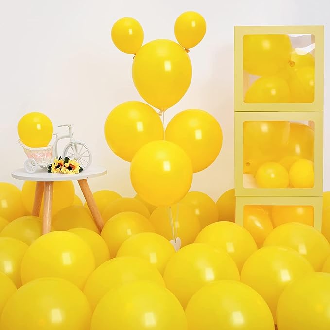 GaesQae Yellow Balloons,12 Inches Yellow Balloons,100pcs Latex Balloons for Birthday Wedding Party Baby Shower Decoration Engagement Party Decorations