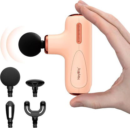 Super Mini Massage Gun Deep Tissue, Muscle Massager Gun with 5-Speed & 4 Heads, Portable Handheld Massager Quiet for Home, Gym, Travel, Office, Gift for Men & Women, Athletes, Cream