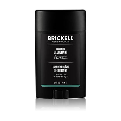 Brickell Men's Products Natural Deodorant For Men, Natural and Organic, Aluminum, Alcohol, and Baking Soda Free, 2.65 Ounce, Fresh Mint