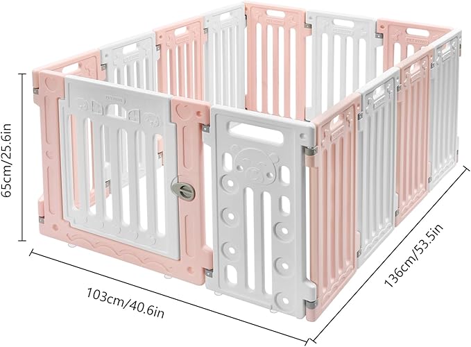 Dog Playpen with Door, 13 Panels Freestanding Pet Safety Fence, Removable & Stackable Pet Safety Fence or Small Dogs and Cats 53.54x40.55x25.6 in