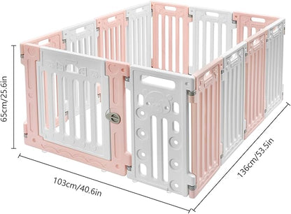 Dog Playpen with Door, 13 Panels Freestanding Pet Safety Fence, Removable & Stackable Pet Safety Fence or Small Dogs and Cats 53.54x40.55x25.6 in