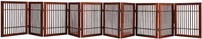 Urnporium Pet Dog Gate Strong and Durable Freestanding Folding Acacia Hardwood Portable Wooden Fence Indoors or Outdoors Foldable pet Barrier for The House (Brown Pet Gate, 10 Panel 24" Tall)