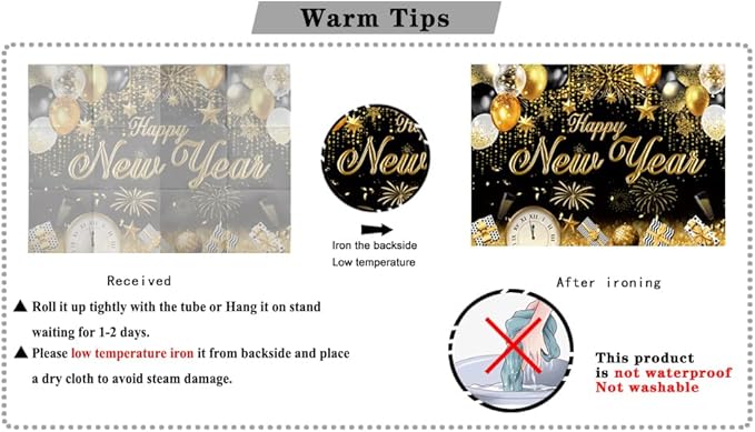 LTLYH 7x5ft Happy New Year Eve Backdrop 2026 New Year Banner Decorations Background New Years NYE Dec Holiday Gatherings Portrait Photo Booth Prop