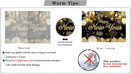 LTLYH 7x5ft Happy New Year Eve Backdrop 2026 New Year Banner Decorations Background New Years NYE Dec Holiday Gatherings Portrait Photo Booth Prop