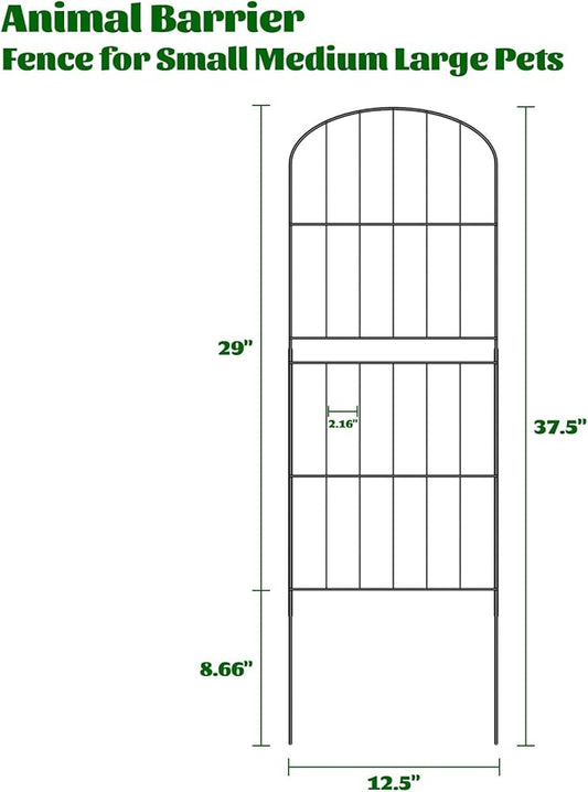 PINPON Decorative Garden Fence 10 Panels 37.5in (H) x 10.4ft (L) Border Animal Barrier, Rustproof Metal Wire Landscape Wire Edge Flower Bed Fencing for Patio Yard Outdoor Decor, Arched