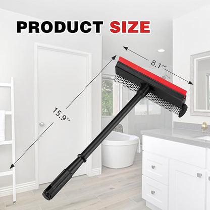 Professional 8.1" 2 in 1 Window Squeegee with 16" Long Handle,Car Squeegee for Gas Station,Home,Car，Glass,Shower,Outdoor High Window Cleaning