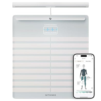 WITHINGS Body Scan - Smart Scale with Segmental Body Composition Analysis, Weighing Scales Body Weight & Vascular Age, Visceral Fat, Heart Rate, iOS/Android