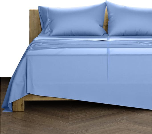 TEXAS LINEN CO. Luxury Egyptian Cotton Split Sheet Set - 1000 Thread Count 5 PC Cotton Sheets for Adjustable Bed, Soft, Cooling Extra Long Staple Sateen Sheets - Fits Upto 18” Deep Pocket - Deep Blue