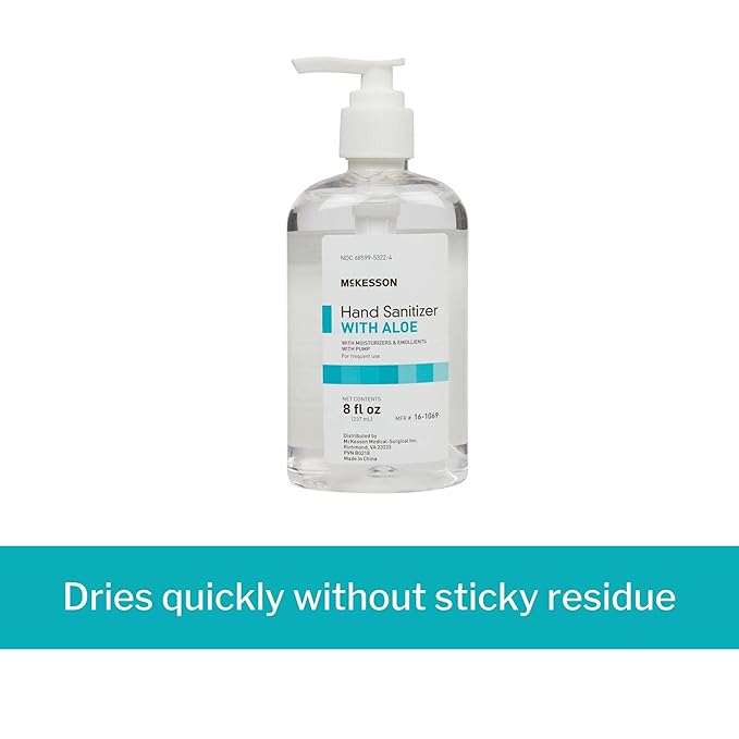 McKesson Hand Sanitizer Pump with Aloe, 8 oz [Pack of 24] Bulk, 62% Ethyl Alcohol
