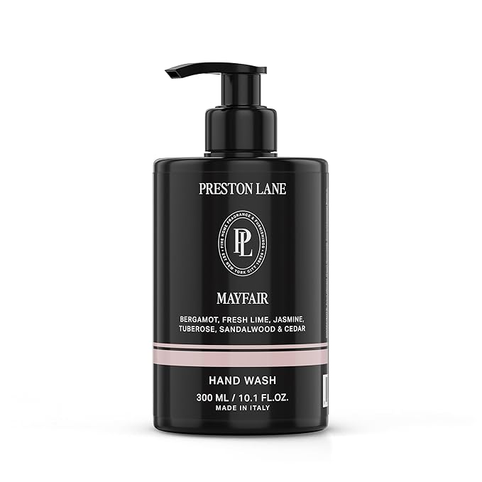 Preston Lane Luxury Hand Wash, Mayfair Scent | Hydrating and Nourishing Formula with Organic Oils, Active Kiwi and Apple Water, and Vegetable Glycerin | Gentle Cleansing, Vegan and Cruelty Free