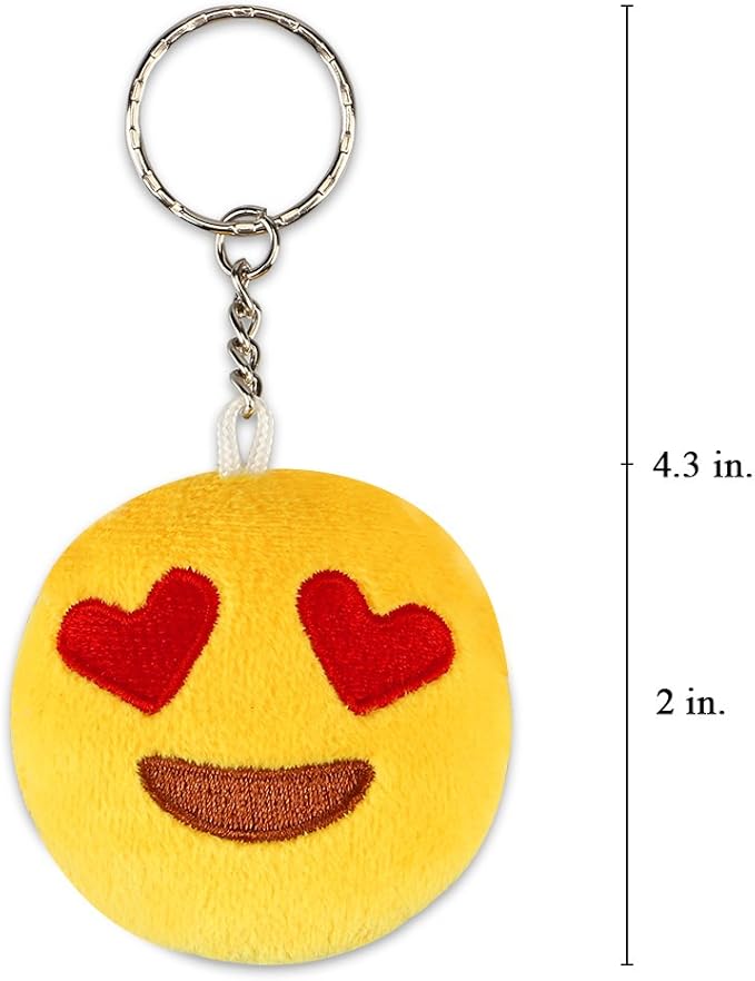 Emoticon Keychains, Dreampark Mini Emoticon Plush Party Favors Valentine' s Day Gifts Birthday Party Supplies, Carnival Prizes Easter Egg Fillers for Kids Treasure Box Bulk Toy Assortment 2" Set of 30