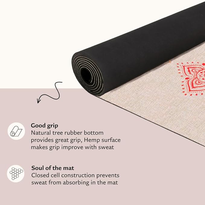 Pro Hemp Mat - Artist Designed, Premium Printed Eco-Friendly Non-Slip mat, Great for Regular & Hot Yoga, Pilates, Workouts 72 inch x 24 inch x 3mm Thick