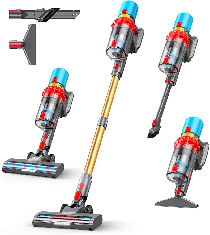 Cordless Vacuum Cleaner,550W 70Mins Powerful Suction Stick Vacuum, Anti-Tangle, Lightweight Vacuum Cleaner for Home with LED Screen, Rechargeable Vacuum Cordless for Carpet/Pet Hair/Hard Floor